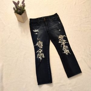 American Eagle Ripped Artist Crop Jeans Size 10